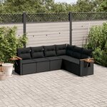 vidaXL Salon de jardin 6 Pièces avec coussins noir résine tressée