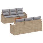 vidaXL Ensemble de canapé de jardin de 7 pièces avec coussins beige en poly rotin acacia