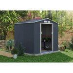 Abri de jardin en métal 4 07 m² - 213 x 191 x 195 cm - Kit d'ancrage inclus - Gris