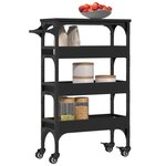 vidaXL Chariot de cuisine noir 53x20x76 cm bois d'ingénierie