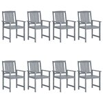 vidaXL Chaises de jardin lot de 8 Bois massif d'acacia Gris