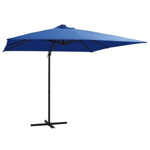 vidaXL Parasol déporté avec LED et mât en acier 250x250 cm Bleu azuré