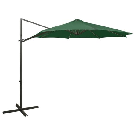 vidaXL Parasol déporté avec mât et lumières LED Vert 300 cm