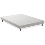 Sommier tapissier à lattes 140 x 190 cm - Bois massif blanc + Pieds