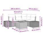 vidaXL Ensemble de canapé de jardin 5 pièces avec coussins en poly rotin et acacia beige