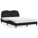 vidaXL Lit avec matelas noir 140x190 cm similicuir