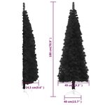 vidaXL Demi sapin de Noël artificiel mince avec support Noir 180 cm