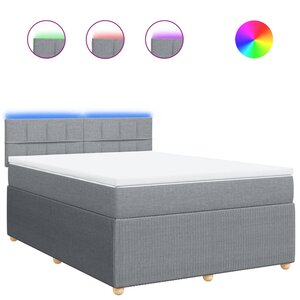 vidaXL Sommier à lattes de lit avec matelas Gris clair 140x190cm Tissu