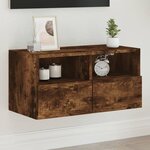 vidaXL Meuble TV mural chêne fumé 60x30x30 cm bois d'ingénierie