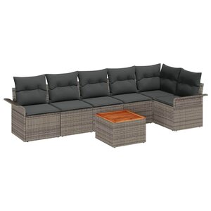 vidaXL Ensemble de canapé de jardin 7 Pièces Gris Poly rotin