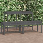 vidaXL Banc de jardin à 2 places gris 159 5x44x45cm bois massif de pin