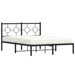 vidaXL Cadre de lit métal avec tête de lit noir 135x190 cm