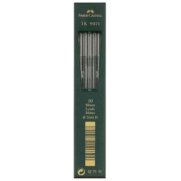 Boite de 10 mines TK 9071 Noir profond Diam 2mm Dureté H x 5 FABER-CASTELL