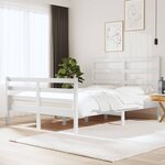 vidaXL Cadre de lit Blanc Bois de pin massif 120x190 cm Petit double