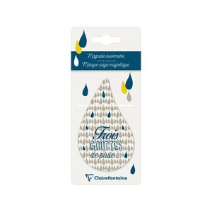 3 gouttes de pluie - 1 marque page magnétique goutte - modèle 1 gris