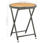 vidaXL Table à thé Gris 60 cm Résine tressée et bois d'acacia solide