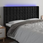 vidaXL Tête de lit à LED Noir 203x16x118/128 cm Velours