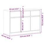 vidaXL Buffet SAUDA chêne 114x43x75 5 cm bois massif de pin