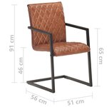 vidaXL Chaises à manger cantilever lot de 4 marron cuir véritable