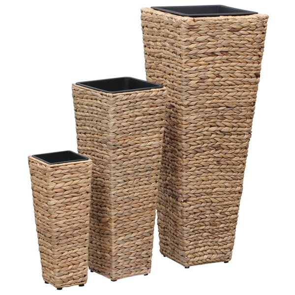 vidaXL Lits surélevés 3 Pièces Jacinthe d'eau Marron