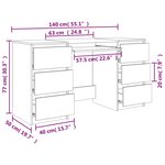 vidaXL Bureau Gris béton 140x50x77 cm Bois d'ingénierie