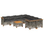 vidaXL Salon de jardin 9 Pièces avec coussins gris résine tressée