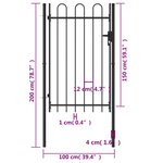 vidaXL Portillon simple porte avec dessus arqué Acier 1x1 5 m Noir