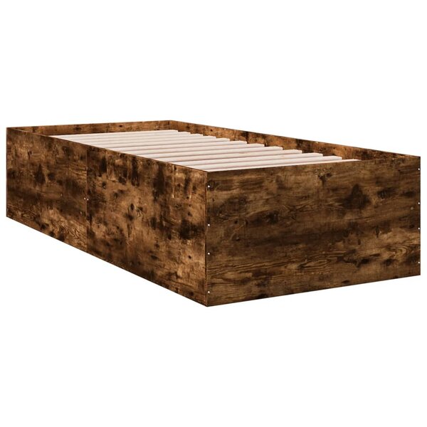 vidaXL Cadre de lit chêne fumé 75x190 cm bois d'ingénierie
