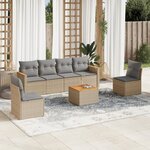vidaXL Salon de jardin avec coussins 7 Pièces beige résine tressée