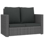 vidaXL Salon de jardin 2 Pièces avec coussins Résine tressée Gris