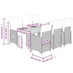 vidaXL Ensemble de bistro de jardin 7 Pièces coussins gris poly rotin