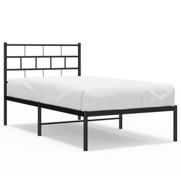 vidaXL Cadre de lit métal sans matelas avec tête de lit noir 75x190 cm