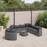 vidaXL Salon de jardin avec coussins 10 Pièces gris résine tressée