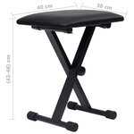 vidaXL Kit de support de clavier à empattement double et tabouret Noir