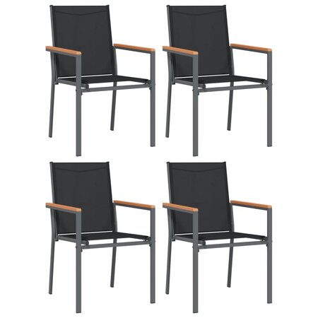 vidaXL Chaises de jardin lot de 4 noir 55x61 5x90cm textilène et acier