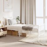 vidaXL Cadre de lit métal avec tête de lit/pied de lit blanc 75x190 cm