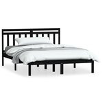 vidaXL Cadre de lit Noir Bois de pin massif 140x190 cm