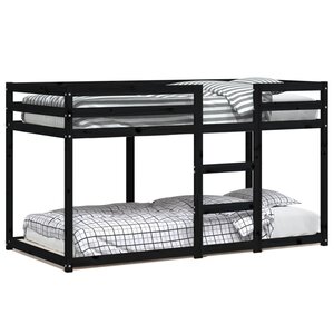 vidaXL Lit superposé Noir 90x190 cm Bois de pin massif