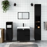 vidaXL Ensemble de meubles salle de bain 3 Pièces noir bois d'ingénierie