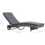 vidaXL Chaise longue avec roues et coussin Résine tressée Anthracite