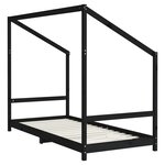vidaXL Cadre de lit pour enfants noir 90x200 cm bois de pin massif