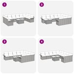 vidaXL Ensemble de canapés de jardin de 11 pièces avec coussins gris en poly rotin