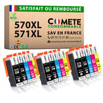 COMETE CONSOMMABLE - Lot de 15 Cartouches d'encre Compatibles Canon PGI-570 Et Canon CLI-571 Version 570 571 XL - Cartouches Noir/Cyan/Magenta/Jaune… (6 Noirs 3 Cyan 3 Magenta 3 Jaunes)-livraison gratuite