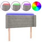 vidaXL Tête de lit à LED Gris clair 93x16x78/88 cm Velours