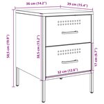vidaXL Table de chevet jaune moutarde 36x39x50 5 cm acier