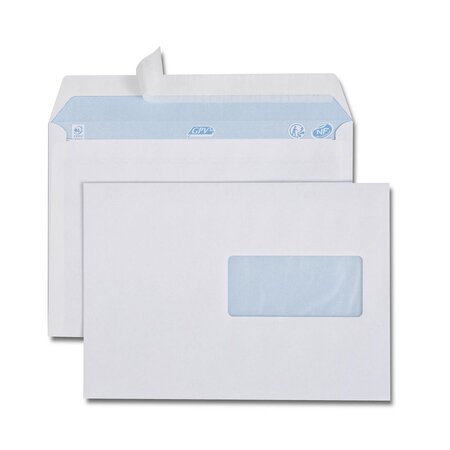 Boîte de 500 enveloppes blanches C5 162x229 100 g/m² bande de