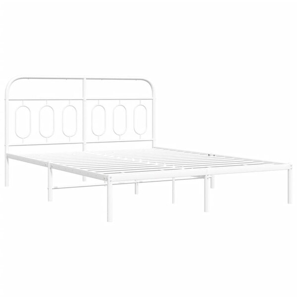 vidaXL Cadre de lit métal avec tête de lit blanc 150x200 cm