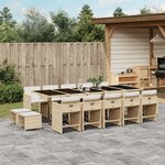 vidaXL Ensemble à manger de jardin et coussins 15 Pièces beige