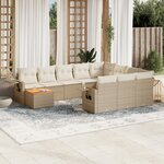 vidaXL Salon de jardin 11 Pièces avec coussins beige résine tressée