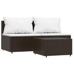 vidaXL Salon de jardin 3 Pièces avec coussins marron résine tressée